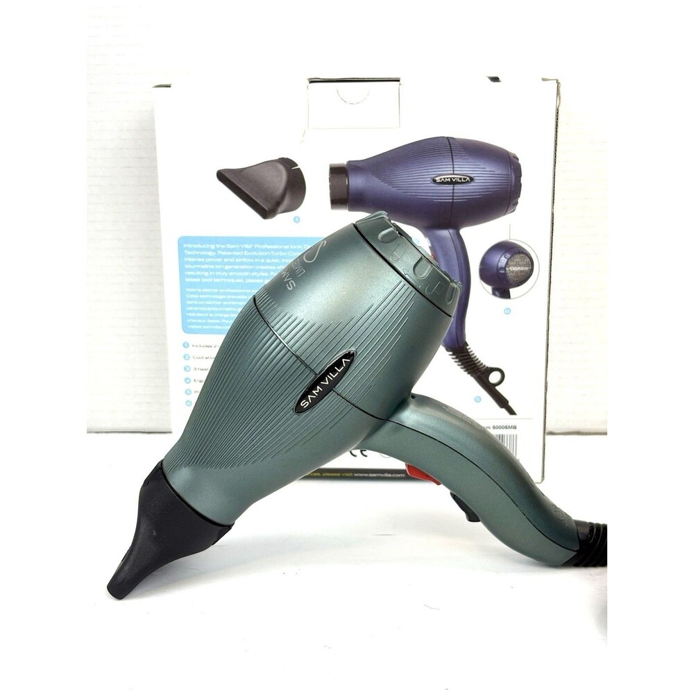 Sam Villa Pro Light Ionic Hair Dryer Sea Smoke Green 1750 Watts Tested Clean EUC